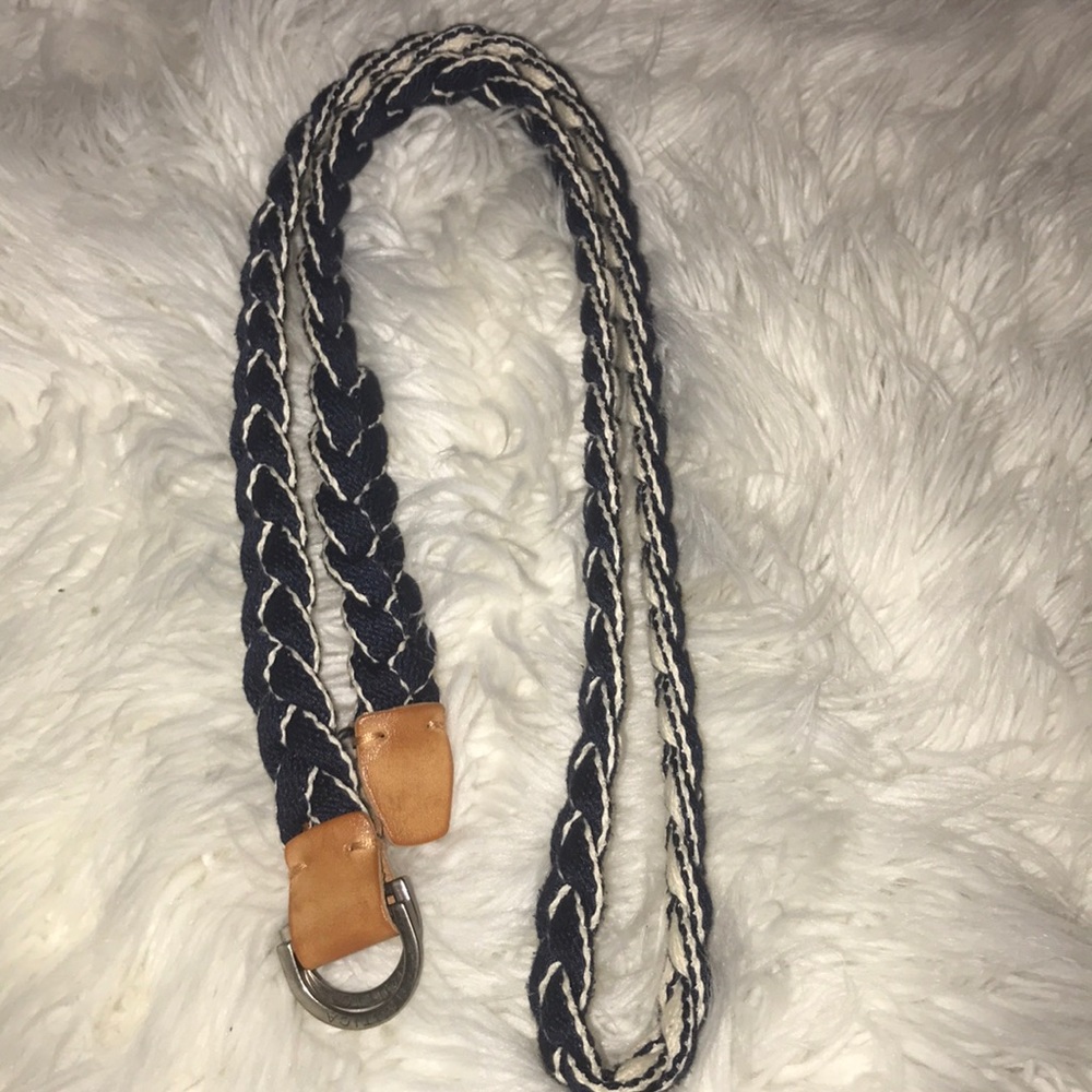 Nautica White and Navy Rope Belt